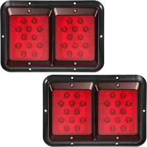 Partsam 2x Double RV Trailer Camper Tail Lights 24-2835 LED Horizontal Vertical Surface Mount Double Trailer Light Taillight Red Lens Red Light Black Base 12V IP67 Waterproof