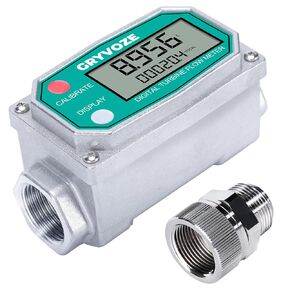 3/4 Inch Digital Turbine Flow Meter, 0.8-13.2 GPM Inline NPT Thread Flowmeter for Water, Diesel, Gas Oil, Gasoline, Kerosene, Methanol, and Other Liquids - Supports Gallon, QTS, PTS, L, m³