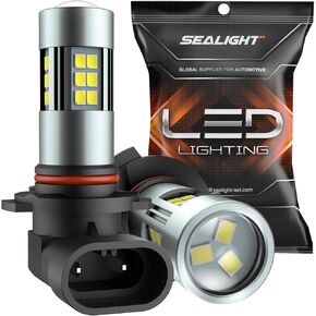 SEALIGHT H11/H8/H16 LED Fog Light Bulb or DRL, 12000LM 6500K Cool White 360° Adjustable Ring, 800% Brightness, 7035 CSP Chips, 60000HRS Lifespan Replacement Fog Light LED Bulbs Non-polarity, Pack of 2