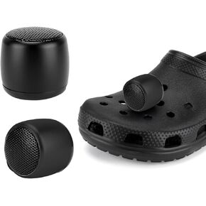 Croc Speaker Bluetooth 5.0 for Shoes – Mini Wireless Speaker for Croc Shoes, Coin-Sized Shoe Charm with Clear Sound, Hands-Free Call, 30ft Range, Travel, Black