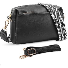 VOROLO Crossbody Bag Small Leather Triple Zip Crossbody Purse Shoulder Bag with Ajustable Strap for Women Navy in Kuwait