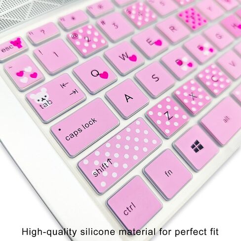 2Pcs Silicone Keyboard Cover for HP Pavilion x360 14" Laptop 14-BW006NR 14-BW010NR 14-BW065NR 14M-BA011DX 14M-BA013DX 14M-BA015DX 14M-BA114DX 14-BF040WM 14-BF050WM 14M-CD0001DX (Love Bear+Clear) in Saudi Arabia
