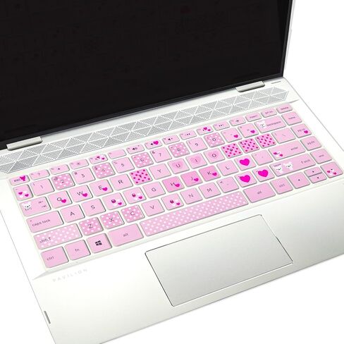 2Pcs Silicone Keyboard Cover for HP Pavilion x360 14" Laptop 14-BW006NR 14-BW010NR 14-BW065NR 14M-BA011DX 14M-BA013DX 14M-BA015DX 14M-BA114DX 14-BF040WM 14-BF050WM 14M-CD0001DX (Love Bear+Clear) in Saudi Arabia