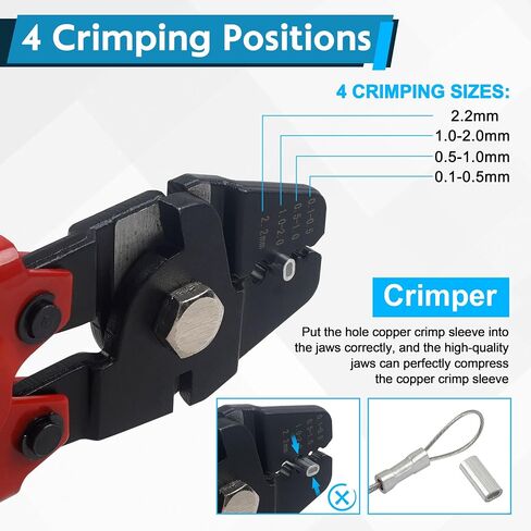 FUSIGO Fishing Crimping Tool Kit, Crimping Pliers with 500pcs Aluminum Crimp Sleeves Set Wire Rope Fishing Line Crimping Kit in Saudi Arabia