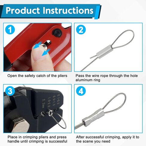 FUSIGO Fishing Crimping Tool Kit, Crimping Pliers with 500pcs Aluminum Crimp Sleeves Set Wire Rope Fishing Line Crimping Kit in Saudi Arabia
