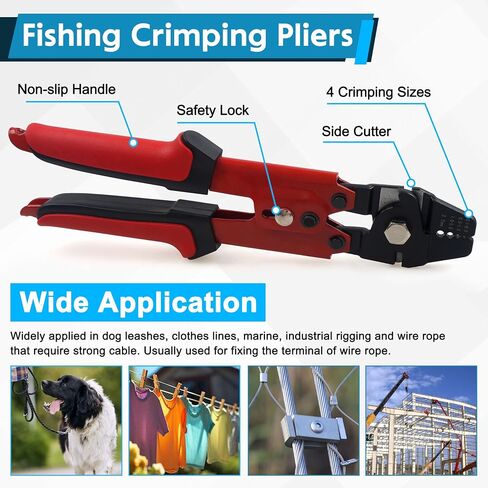 FUSIGO Fishing Crimping Tool Kit, Crimping Pliers with 500pcs Aluminum Crimp Sleeves Set Wire Rope Fishing Line Crimping Kit in Saudi Arabia