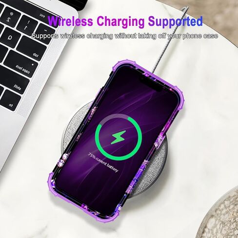 MIQALA متوافق مع حالة iPhone 13 ، توهج في الطبقة المظلمة الثلاثة صدمة صدمية الصدمات الثقيلة الصدمات الصارمة+حالة وقائية من السيليكون الناعم لأبل iPhone 13 ، الفراشة المظلمة in Kuwait