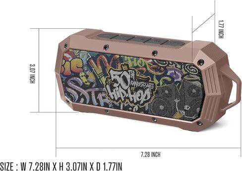 مكبر صوت Bluetooth اللاسلكي المحمول 10W Peak Power Boombox W HD Sound ؛ IPX5 مقاومة للماء. 4H وقت اللعب بطارية 800mAh ، BT 5.1 ، المنزل/الحفلة/في الهواء الطلق/الشاطئ/السفر/التخييم in Kuwait