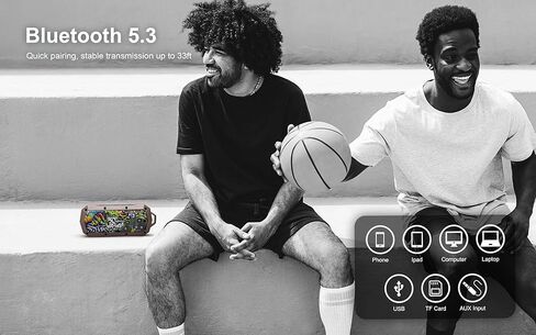 مكبر صوت Bluetooth اللاسلكي المحمول 10W Peak Power Boombox W HD Sound ؛ IPX5 مقاومة للماء. 4H وقت اللعب بطارية 800mAh ، BT 5.1 ، المنزل/الحفلة/في الهواء الطلق/الشاطئ/السفر/التخييم in Kuwait