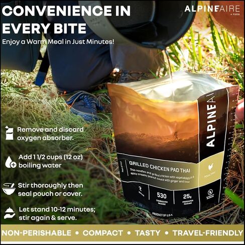AlpineAire Foods Hearty Beef Stew 3.80 Oz Rich and Flavorful Ready to Eat Lightweight Meal 2 Servings, 410 Calories Perfect for Camping, Hiking and Emergency Preparedness Made in USA Pack of 1 in Saudi Arabia