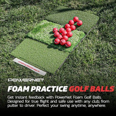 PowerNet Ultimate Chipping Bundle | Includes 3 Piece Golf Chipping Nets 16 Pack Practice Foam Golf Balls & Tri-Turf Grass Mat | Lightweight Durable Material | Indoor & Outdoor | for All Skill Levels in Kuwait