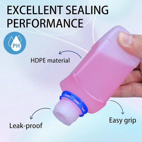 زجاجات كواشف المختبر البلاستيكية ذات الفم الضيق، حاوية تخزين العينات المربعة HDPE، زجاجة حاوية كيميائية مع غطاء داخلي، زجاجات حبوب الدواء الفارغة (شفافة، 2 أونصة/60 مل) in Kuwait