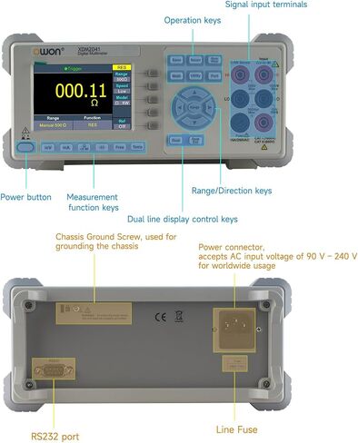 OWON Desktop Digital Multimeter with 3.5-inch LCD Display, Measures AC/DC Current, Voltage, and Temperature with True RMS Capability,Designed for Laboratories, Instruments, and Factories XDM1041 in Kuwait