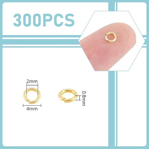 UNICRAFTALE 500Pcs Real 18K Gold Plated Open Jump Rings Stainless Steel Round Rings 2.5mm Golden Jump Ring Metal Connectors Rings for DIY Earring Bracelet Pendant Jewelry Accessories in Saudi Arabia