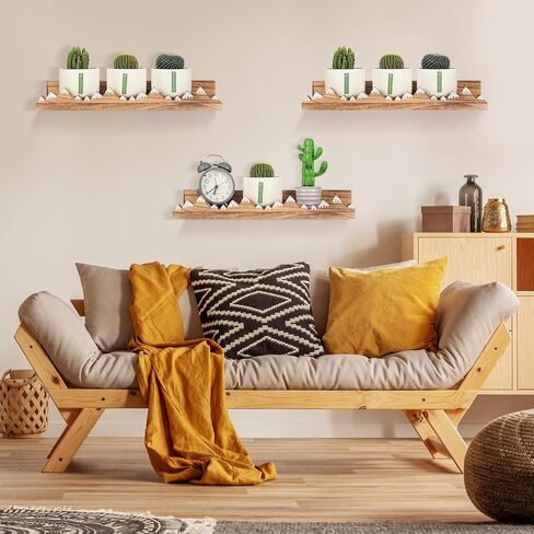 Wenqik 3 Pcs Snow Mountain Floating Shelves Wood Nursery Book Shelves Nursery Floating Shelves Wall Mounted Rustic Wooden Picture Ledge Shelf Floating Book Shelves for Kids Room (Dark Brown) in Saudi Arabia