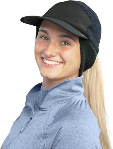 TrailHeads Ponytail Hat, Fleece Beanie for Women - Winter Hat with Visor - Warm Hats for Women, Running Hat, Winter Golf in Kuwait