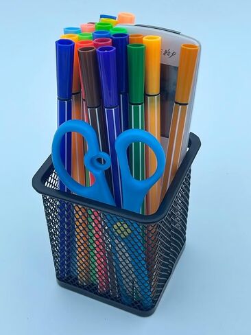 Metal Mesh Desk Organizer,Pen Holder for Desk with Drawer, Multi-functional Caddy Pen Organizers with 3 Compartments, Black in Saudi Arabia