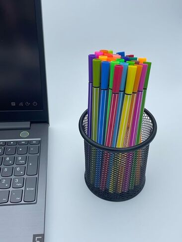 Metal Mesh Desk Organizer,Pen Holder for Desk with Drawer, Multi-functional Caddy Pen Organizers with 3 Compartments, Black in Saudi Arabia