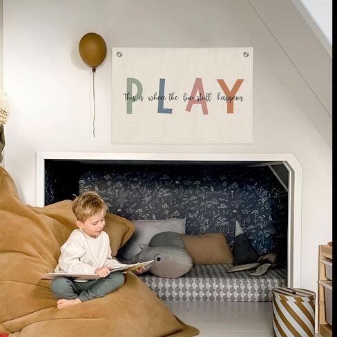 ديكور حائط غرفة اللعب، ديكورات الفصول الدراسية بوهو، ديكور غرفة الأطفال، لافتة قماشية للتعليق على الحائط، هذا هو المكان الذي تحدث فيه كل الأشياء الممتعة in Kuwait