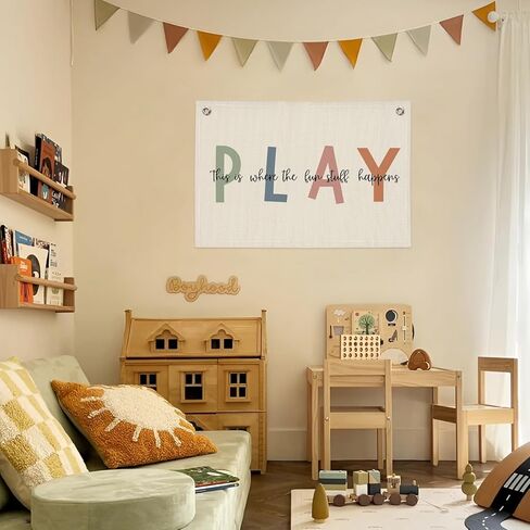 ديكور حائط غرفة اللعب، ديكورات الفصول الدراسية بوهو، ديكور غرفة الأطفال، لافتة قماشية للتعليق على الحائط، هذا هو المكان الذي تحدث فيه كل الأشياء الممتعة in Kuwait