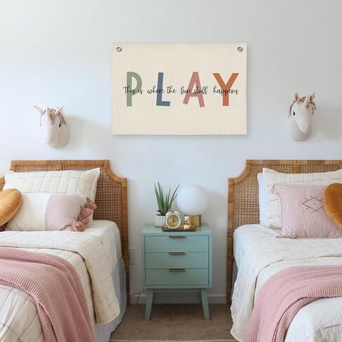 ديكور حائط غرفة اللعب، ديكورات الفصول الدراسية بوهو، ديكور غرفة الأطفال، لافتة قماشية للتعليق على الحائط، هذا هو المكان الذي تحدث فيه كل الأشياء الممتعة in Kuwait