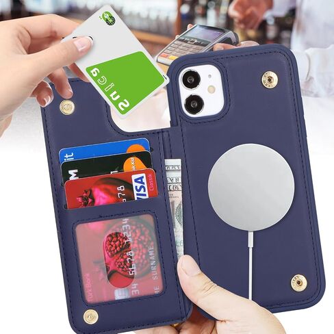 for iPhone 11 case with Credit Card Holder mag Safe,for iPhone 11 Phone Leather Case Wallet for Women Compatible mag Safe Wallet Detachable 2-in-1 for Men-Beige in Kuwait