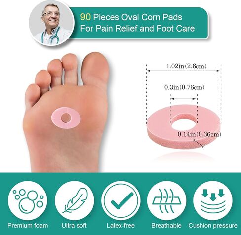 Corn Cushions, Self-Stick Callus Cushions, Corn Pads for Toes, Feet, Bottom of Foot, Heel | Protect Calluses and Reduce Friction - Oval Shape, 10 Sheets (90 Count Total) in Saudi Arabia