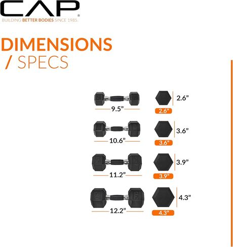 CAP Barbell 100 LB Coated Hex Dumbbell Weight Set with Vertical Rack in Saudi Arabia