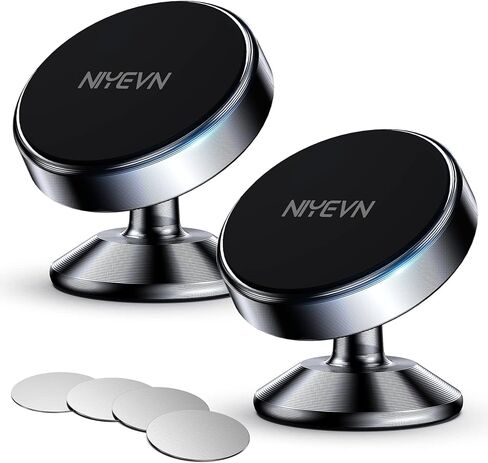 [2 Pack Magnetic Phone Holder car,[360°Rotation] car Mount Magnet,[4 N52 Magnets] Super Magnetic Force is Suitable for Most iPhone and samsumg Smartphones ，Black Phone Holder (Black) in Kuwait