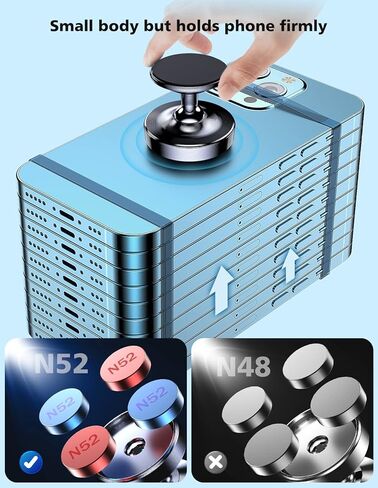 [2 Pack Magnetic Phone Holder car,[360°Rotation] car Mount Magnet,[4 N52 Magnets] Super Magnetic Force is Suitable for Most iPhone and samsumg Smartphones ，Black Phone Holder (Black) in Kuwait