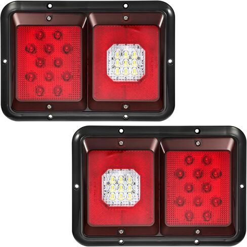 Partsam 2x مزدوج RV مقطورة أضواء الذيل 24-2835 LED أفقي عمودي سطح جبل مزدوج مقطورة ضوء الضوء الخلفي عدسة حمراء ضوء أحمر أسود قاعدة 12 فولت IP67 مقاوم للماء in Kuwait