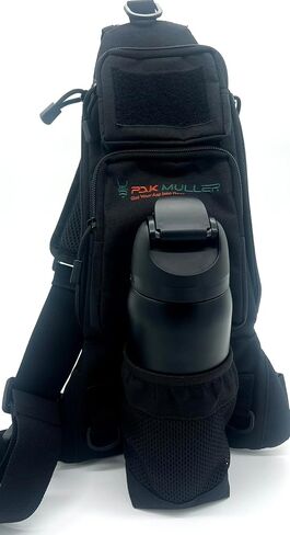 Crossbody Sling Bag Water Bottle Holder, RFID Back Pocket, Travel, Hiking, Everyday Go Bag, Chest Bag, Unisex, Slim Profile, Mid-Size (Black) in Saudi Arabia