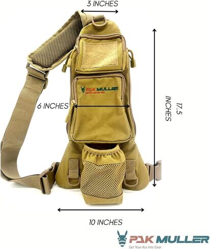 Crossbody Sling Bag Water Bottle Holder, RFID Back Pocket, Travel, Hiking, Everyday Go Bag, Chest Bag, Unisex, Slim Profile, Mid-Size (Black) in Saudi Arabia