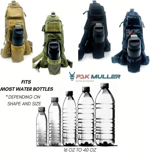 Crossbody Sling Bag Water Bottle Holder, RFID Back Pocket, Travel, Hiking, Everyday Go Bag, Chest Bag, Unisex, Slim Profile, Mid-Size (Black) in Saudi Arabia