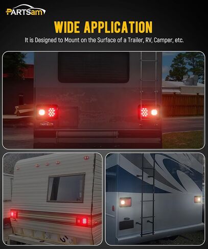 Partsam 2x مزدوج RV مقطورة أضواء الذيل 24-2835 LED أفقي عمودي سطح جبل مزدوج مقطورة ضوء الضوء الخلفي عدسة حمراء ضوء أحمر أسود قاعدة 12 فولت IP67 مقاوم للماء in Kuwait