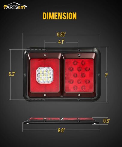 Partsam 2x مزدوج RV مقطورة أضواء الذيل 24-2835 LED أفقي عمودي سطح جبل مزدوج مقطورة ضوء الضوء الخلفي عدسة حمراء ضوء أحمر أسود قاعدة 12 فولت IP67 مقاوم للماء in Kuwait
