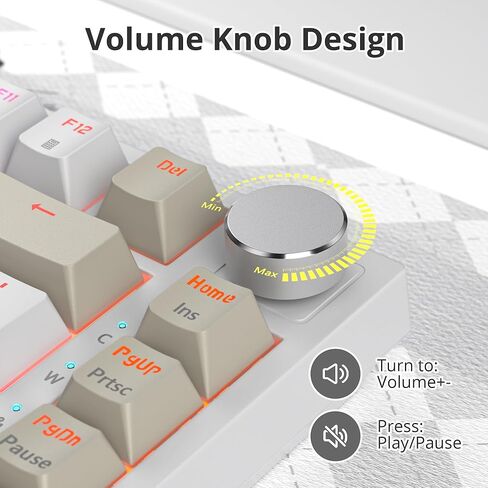 75% Wired Creamy Keyboard, Hot Swappable Mechanical Gaming Keyboard with Gasket Mounted, RGB Backlit, Red Switch, Knob Control for Win Pc Laptop(82White) in Kuwait