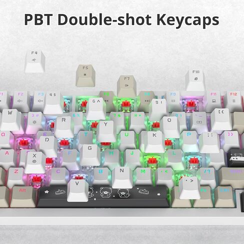 75% Wired Creamy Keyboard, Hot Swappable Mechanical Gaming Keyboard with Gasket Mounted, RGB Backlit, Red Switch, Knob Control for Win Pc Laptop(82White) in Kuwait