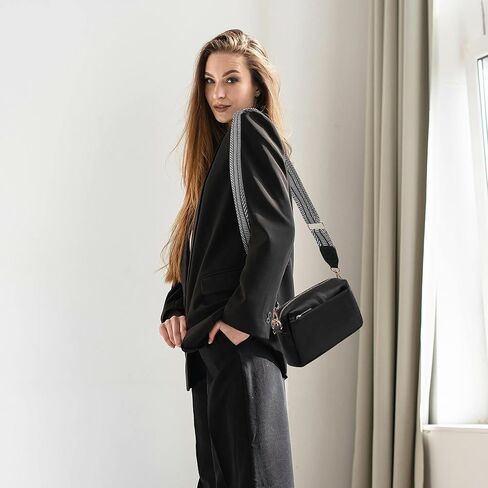 VOROLO Crossbody Bag Small Leather Triple Zip Crossbody Purse Shoulder Bag with Ajustable Strap for Women Navy in Kuwait