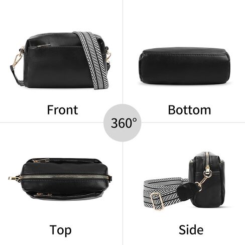 VOROLO Crossbody Bag Small Leather Triple Zip Crossbody Purse Shoulder Bag with Ajustable Strap for Women Navy in Kuwait