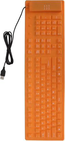 لوحة مفاتيح سلكية قابلة للطي USB ، 108 مفاتيح مفاتيح مفاتيح السيليكون ، لوحة مفاتيح قابلة للطي باهتة ، لوحة مفاتيح رولب مقاومة للماء محمولة للكمبيوتر المحمول (Orange) in Kuwait