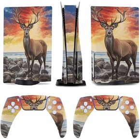 Gaming Painting Deer Sunset for Model 5 Skin Accessories Cover Skins Anime Vinyl Cover Sticker Full Set for Model5 Disc Edition