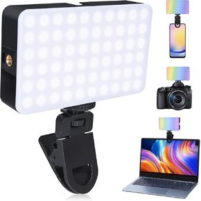 LED Video Conference Light with Clip, Rechargeable Selfie Fill Light for Phone Laptop, Portable Lighting for Zoom Calls