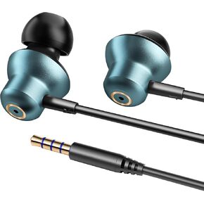 Wired Earbuds in-Ear Headphones，3.5mm Jack Wired Earbuds with Microphone，High-Fidelity Stereo Subwoofer with Four Speakers, 4.2 ft Long Cable, S/M/L Ear Tips