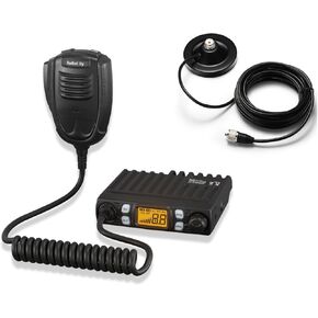 Radioddity CB-27 Pro 40-Channel Mini Mobile CB Radio with AM/FM Instant Emergency Channel 9/19, 4W Power Output, VOX, RF Gain + Radioddity RAM5 CB Radio Antenna Magnet Mount SO-239 Connection