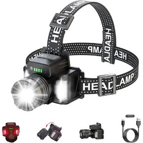 LED Rechargeable Headlamp for Adults,990000 Lumens Headlight with Motion Sensor,90°Adjustable Super Bright Head lamp Waterproof Zoomable Head Flashlight for Outdoor Hiking Camping Hunting