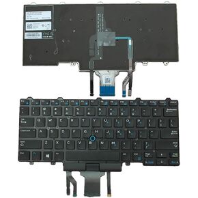 Laptop Replacement US Keyboard for Dell Latitude E5450 E5470 E7450 E7470 7480 7490 5480 5488 Laptop No Frame, with Pointer, with Backlight