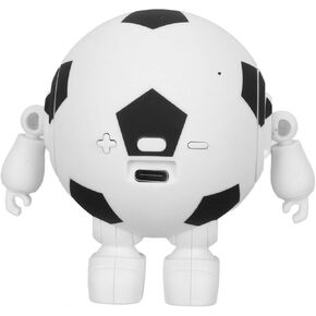 GOWENIC Soccer Ball Shaped BT Robotic, Portable Small TWS Steel Cannon, Speaker Bass Stereo, Support Serial Connection for Home Outdoor Entertainment Party (White)