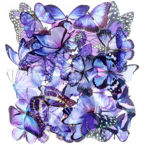 Grevosea 40 Pcs Butterfly Stickers, Cute Animal Stickers Vinyl Waterproof Purple Butterfly Sticker Decals for Envelopes Scrapbook Journal Water Bottle Cell Phone Case Laptop Luggage Decorations