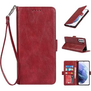 for Samsung Galaxy S21 Plus 5G Case,[Card Slots][Wrist Strap],PU Leather Wallet Case Magnetic Closure Flip Cover Bag Compatible for Samsung Galaxy S21+ 5G (6.7")-Blue